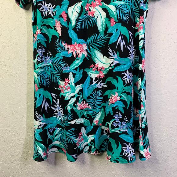 TOMMY BAHAMA GOLF Dress L Athletic Tennis Tropical Floral Ruffle Hem Quarter Zip - Picture 7 of 13